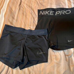 Nike Pro Shorts-2 Pair: Navy-S, Black-XS